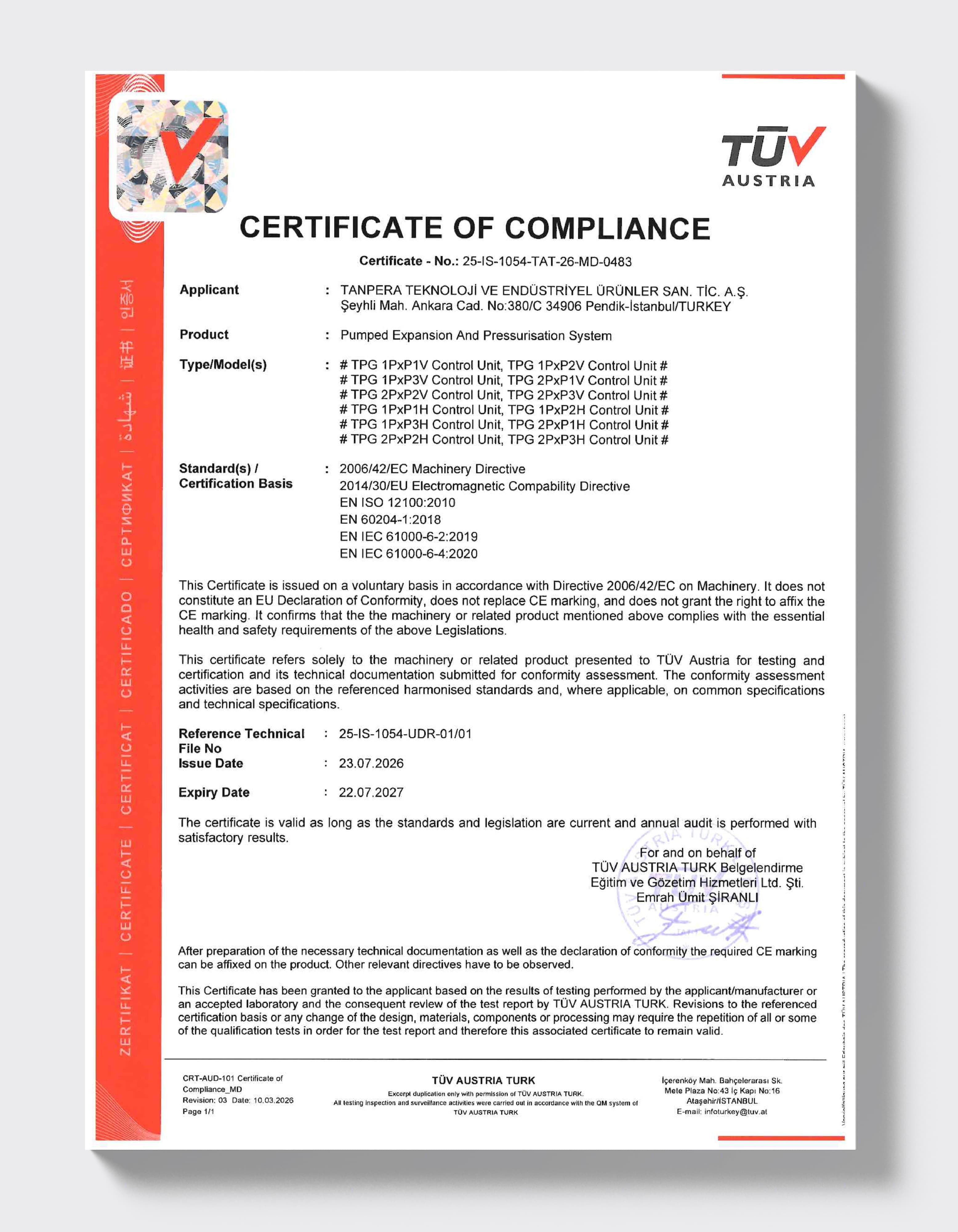 TÜV AUSTRIA — насосная расширительная система (TPG)